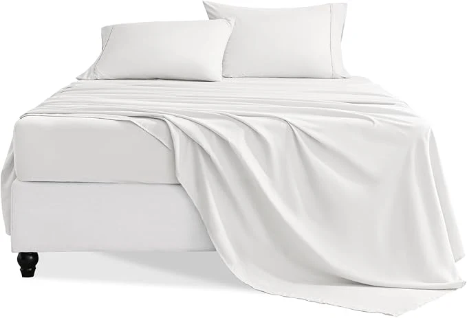 Original Design Queen Sheet Set 4 Pieces Hotel Luxury Soft Microfiber Queen Bed Sheets Set Up to 16 quot Deep Pockets Oeko-Tex Sheets with Elastic Breathable Wrinkle White Queen Reliable