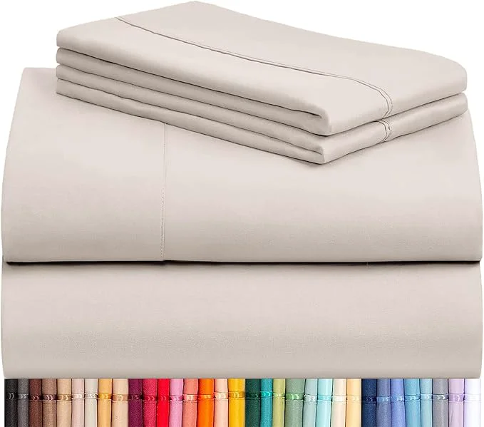 Pure LuxClub 4 PC Sheet Set Bed Sheets Deep Pockets 16 quot Eco Friendly Wrinkle Cooling Machine Washable Hotel Bedding Silky Soft – Linen Full Original Design