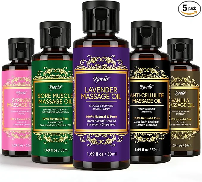 Trusted Pjordo 5 Pack Massage Oil for Massage Therapy Sore Muscle Syringa Anti Organic