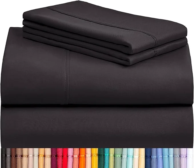 First-Class LuxClub Twin XL Sheets – Soft Twin Bed Sheets for-Boys-and-Girls-3 PC Deep Pockets 18 quot Eco Friendly Wrinkle -Kids-Fitted Sheets Machine Washable Hotel Bedding Silky Soft – Black Twin XL Efficient