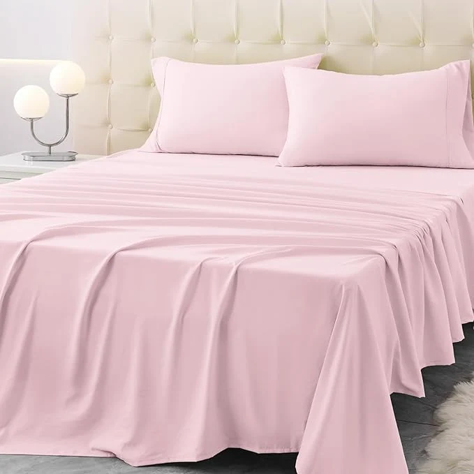 Consistent Twin Size Bed Sheet Set – 3 Piece Soft Microfiber Sheets with Deep Pockets Cooling Technology and Wrinkle- Pillowcase. Hotel-Quality Durable Bedding Light Pink Carefully Designed