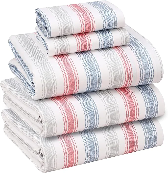 Specialty RUVANTI Cotton Sheets – Split King Size Percale Bedding Cooling amp Breathable Floral Design Durable with a Crisp Soft amp Comfortable Feel 16 quot Deep Pocket 5-Piece Set Times Traditional