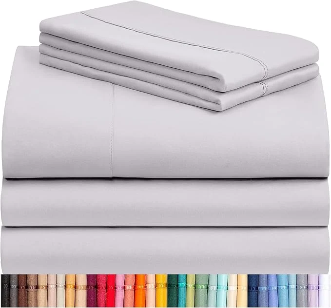 Sustainable LuxClub 5 PC Sheet Set Bed Sheets Deep Pockets 16 quot Eco Friendly Wrinkle Cooling Machine Washable Hotel Bedding Silky Soft – Dove Gray Split King Clean
