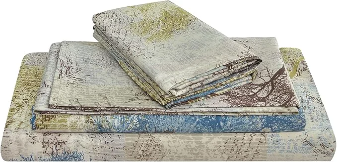 Trendy JSD Rustic Print Sheet Set Full Size 4 Piece Tree Pattern Soft Microfiber Bedding Sheets Extra Deep Pocket Refined