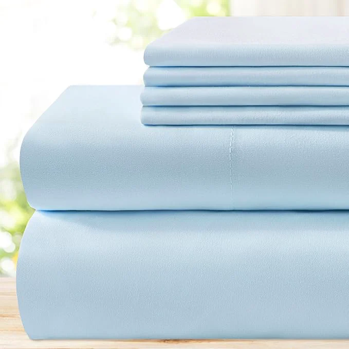Exceptional BYSURE 6 Pieces Bed Sheets Set Queen Baby Blue – Hotel Luxury Super Soft 1800 Thread Count Microfiber Sheets with Deep Pockets Wrinkle amp Fade Resistant Pure