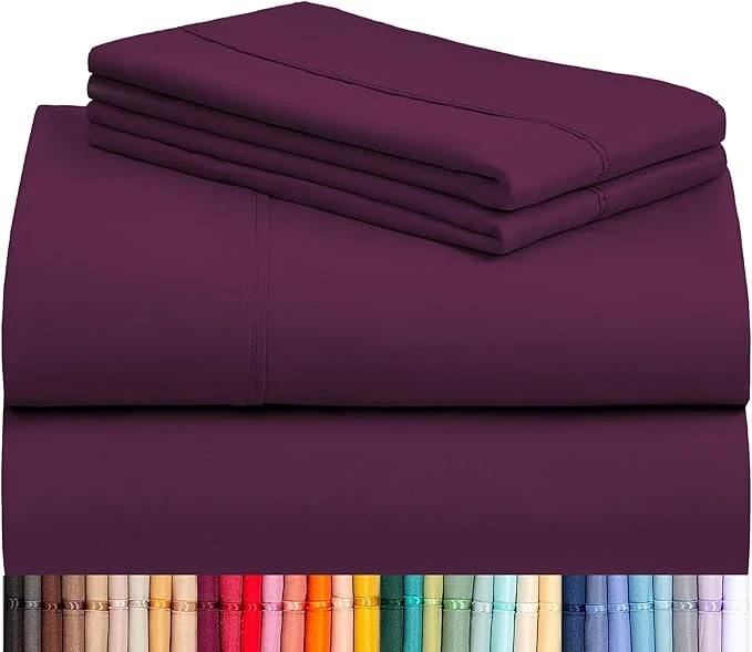 Reusable LuxClub 4 PC King Sheet Set Breathable Luxury Bed Sheets Deep Pockets 18 quot Wrinkle Cooling Bed Sheets Machine Washable Hotel Bedding Silky Soft – Eggplant King Modern