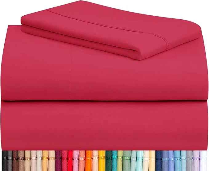 Next-Generation LuxClub 3 PC Twin XL Sheet Set Deep Pockets Wrinkle Cooling Bed Sheets Hotel Bedding for Women Men Kids amp Teens Includes 1 Fitted Sheet 1 Flat Sheet and 1 Pillowcase-Silky Soft Red Contemporary