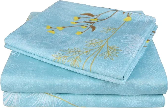 Carefully Designed JSD Dandelion Floral Print Sheet Set King 4 Piece Brushed Microfiber Sheets Extra Deep Pocket Ultra Soft Bedding Sheets Environmentally Friendly