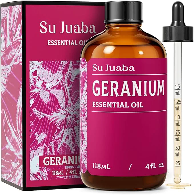 Exceptional SU JUABA Geranium Essential Oil 4 Oz Pure Natural Aromatherapy Oil High-Quality