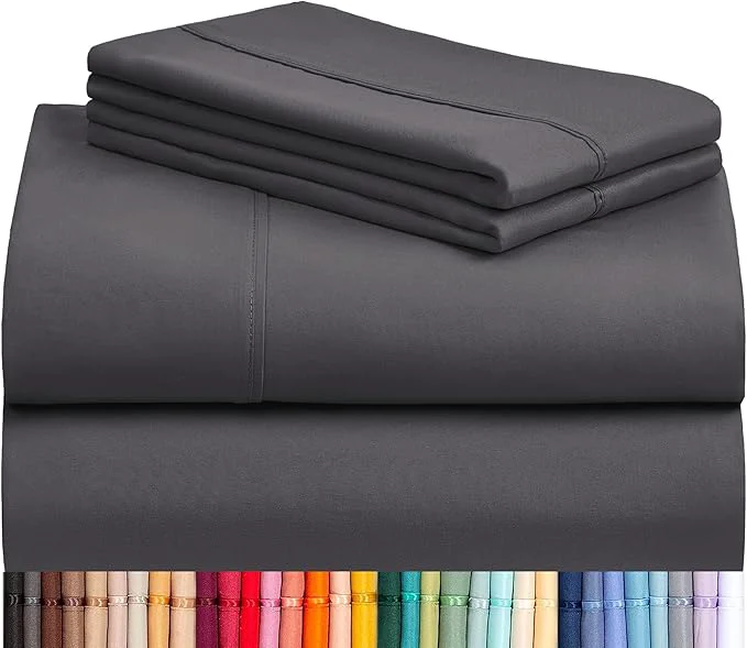 Smooth LuxClub 4 PC California King Size Sheet Set Sheets Deep Pockets 18 quot Wrinkle Cooling Sheets Machine Washable Hotel Bedding Silky Soft – Dark Grey California King Certified