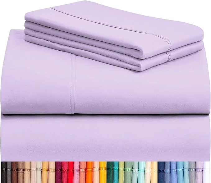 Sophisticated LuxClub 4 PC Full Sheet Set Deep Pockets Wrinkle Cooling Bed Sheets Hotel Bedding for Women Men Kids amp Teens Includes 1 Fitted Sheet 1 Flat Sheet and 2 Pillowcases-Soft Lavender Responsible