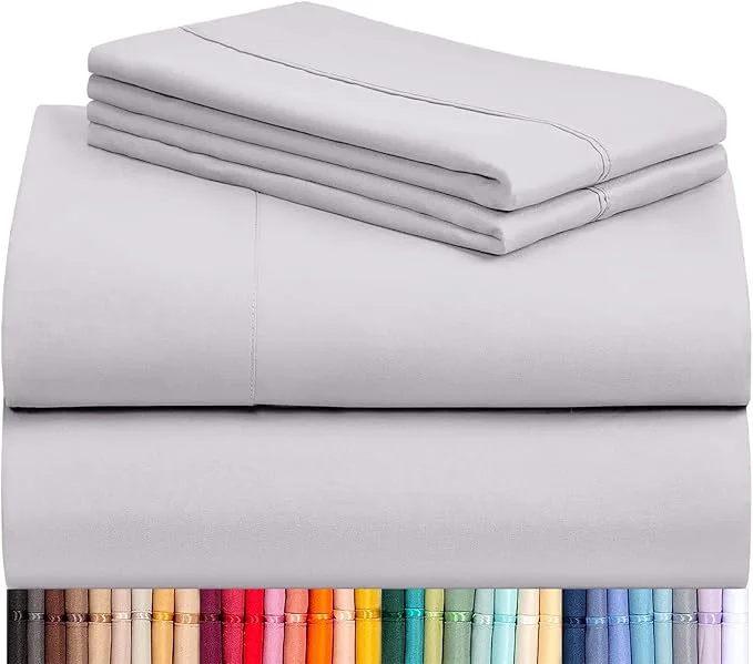 Lightweight LuxClub 4 PC Sheet Set Bed Sheets Deep Pockets 18 quot Eco Friendly Wrinkle Cooling Machine Washable Hotel Bedding Silky Soft – Dove Gray King Sophisticated