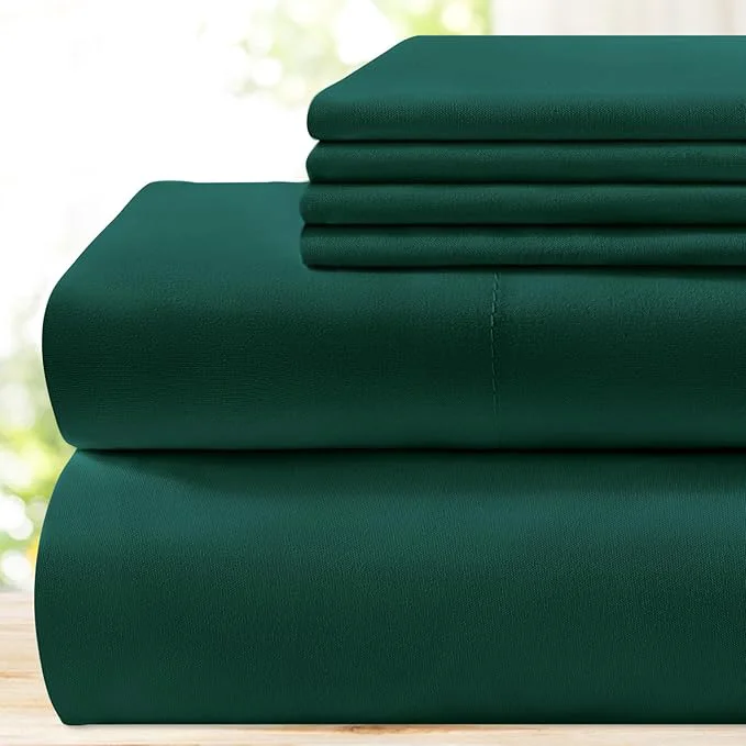 Natural BYSURE 6 Pieces Bed Sheets Set Full Dark Forest Green – Hotel Luxury Super Soft 1800 Thread Count Microfiber Sheets with Deep Pockets Wrinkle amp Fade Resistant Elite