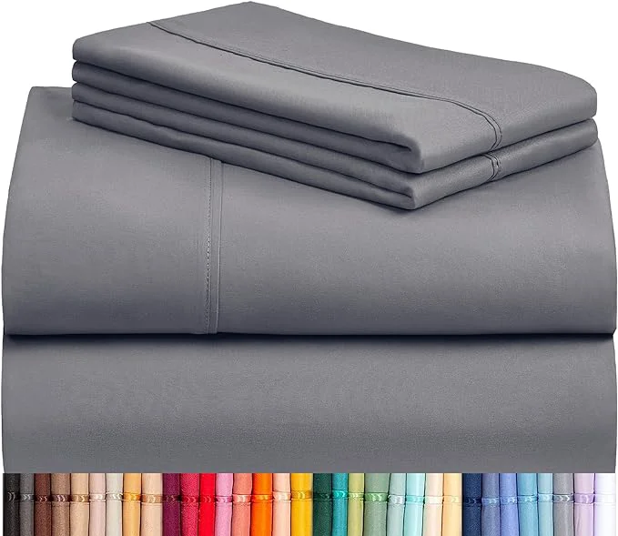 Long-Lasting LuxClub 4 PC Queen Sheet Set Queen Size Deep Pockets 18 quot Wrinkle Cooling Bed Sheets Machine Washable Hotel Bedding Silky Soft – Light Grey Queen Artisan