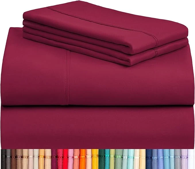 Reliable LuxClub 4 PC Full Sheet Set Breathable Luxury Bed Sheets Deep Pockets 18 quot Wrinkle Cooling Bed Sheets Machine Washable Hotel Bedding Silky Soft – Burgundy Full Certified