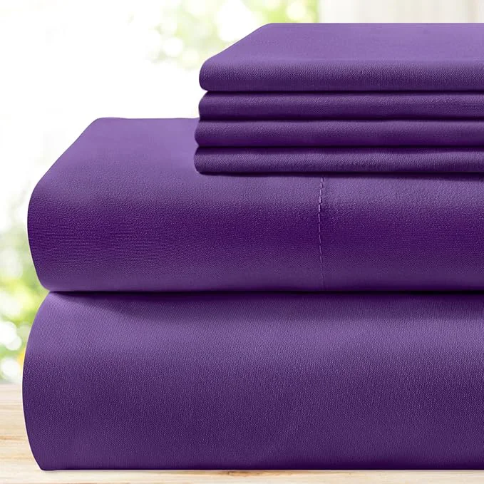 Reusable BYSURE 6 Pieces Bed Sheets Set Queen Eggplant Purple – Hotel Luxury Super Soft 1800 Thread Count Microfiber Sheets with Deep Pockets Wrinkle amp Fade Resistant Original Design