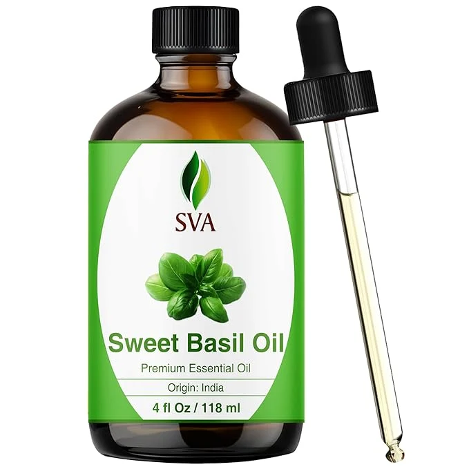 Carefully Designed SVA Sweet Basil Essential Oil – 4 Fl Oz – Natural Basil Oil Premium Material