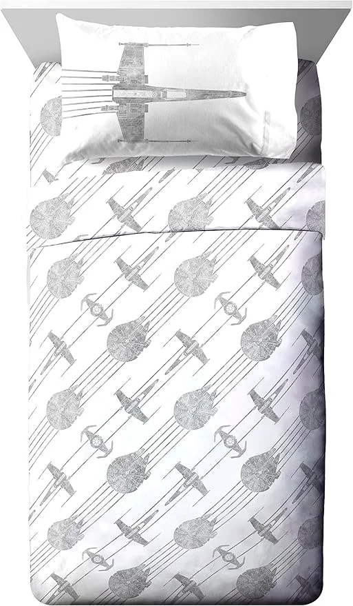 Sophisticated Jay Franco Kids Sheet Set with Fitted Flat Sheets amp Pillow Cover – Ultra-Soft Bedding with Pillowcase for Room Decor White – Star Wars 4 Piece Full Secure