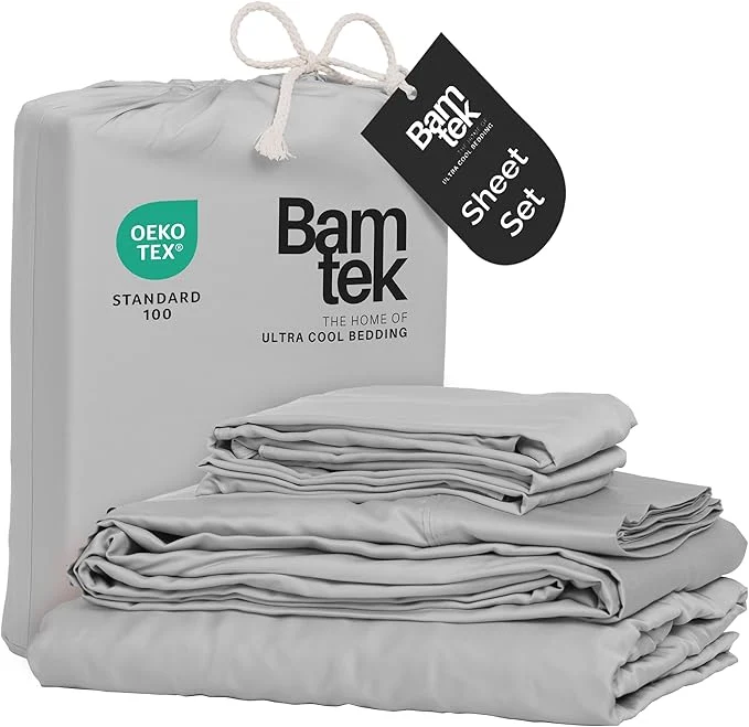 Consistent Viscose Bamboo Bed Sheets Full Sizes 4PC Set – Cooling Bedding for Hot Sleepers with Moisture Wicking Technology – Silky Soft 16 Inch Deep Pocket – Gray Mist 54 quot x75 quot High-Quality