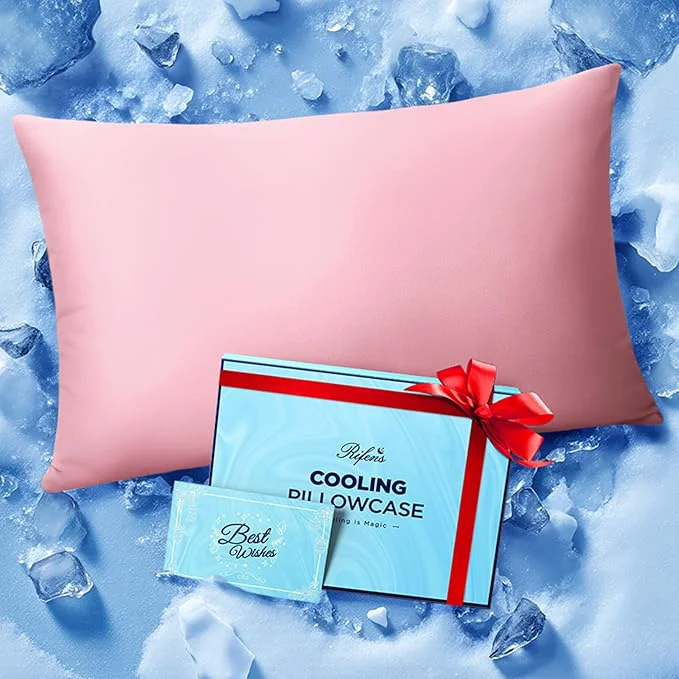 Exclusive Ice Cooling Pillowcase for Hot Sleepers Instantly Cool Stays Cold All Night Softer Than Silk Pillow Cases Pillow Covers with Invisible Zipper Gift for Men amp Women – Standard Coral Pink 1 Pack Classic