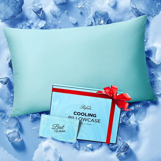 Lightweight Ice Cooling Pillowcase for Hot Sleepers Instantly Cool Stays Cold All Night Softer Than Silk Pillow Cases Pillow Covers with Invisible Zipper Gift for Men amp Women – King Size Mint Blue 1 Pack Classic