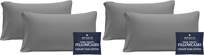 Green Beckham Hotel Collection Cooling Pillowcases for Hot Sleepers Standard Queen Cool Touch Pillow Cases Buttery Soft Hair amp Skin Friendly Dark Gray 4 Pieces Refined