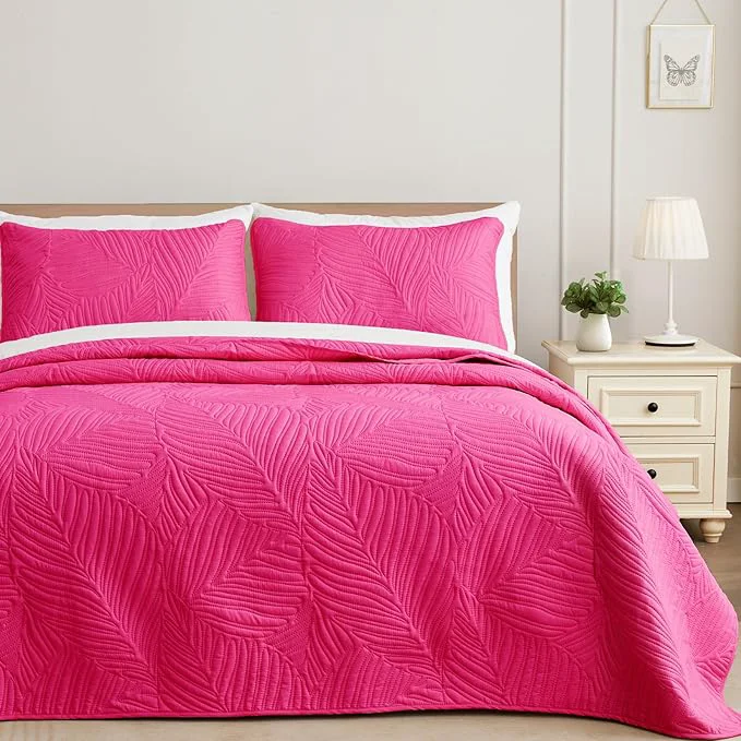 Comfortable Exclusivo Mezcla California King Quilt Bedding Set Lightweight Hot Pink Quilts Pure