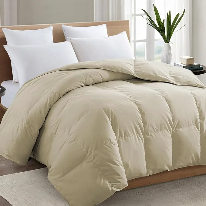 First-Class TEXARTIST Premium 2100 Series Queen Comforter All Season Breathable Beige Crafted