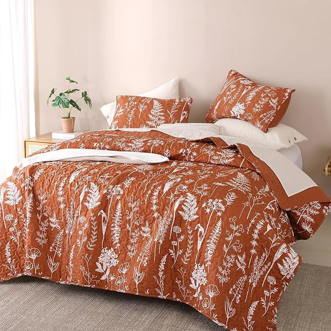 Top-Quality JANZAA Terracotta Bed Spread Boho Quilt Prestigious