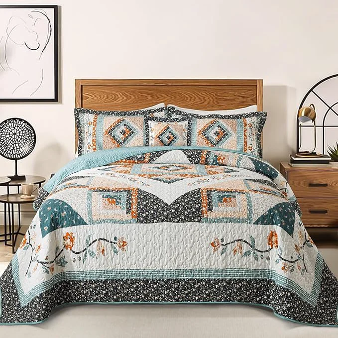 Durable BEDIFANY Cotton Quilts Queen Size Sets High-Quality