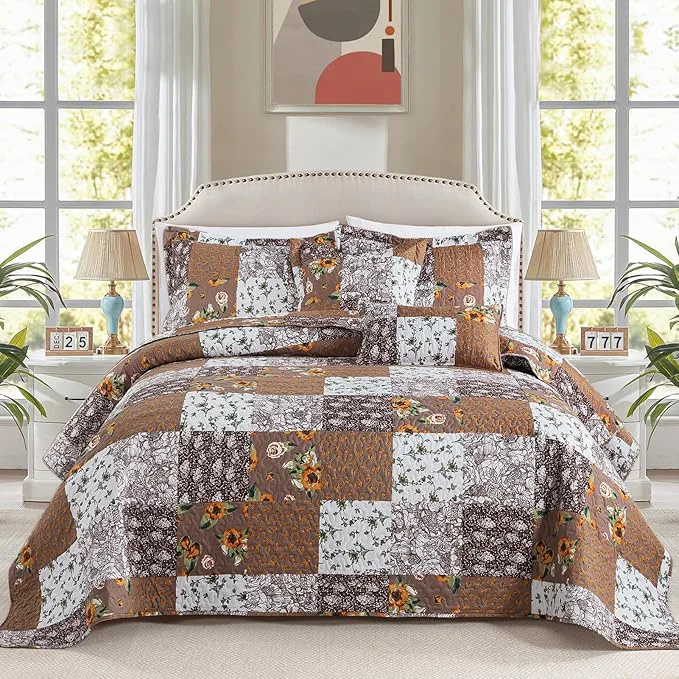 Professional BEDIFANY Cotton Filling Queen Quilt Set Effective