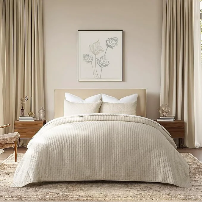 Effective EVERGRACE Cross Stitch Pre-Washed Cotton Quilt Bedding Set Queen Size Smart
