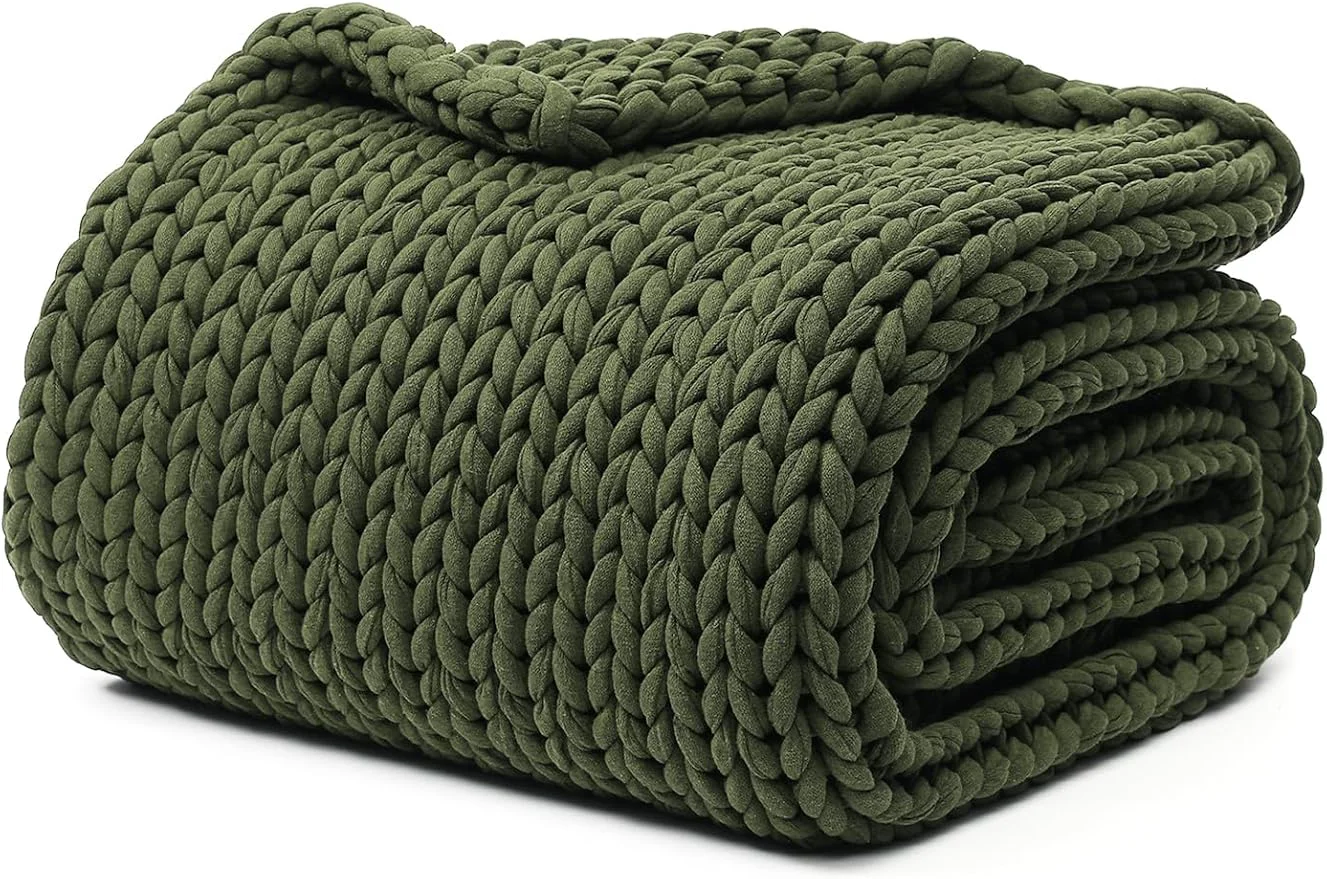 Long-Lasting YnM Cotton Weighted Blanket Handmade Chunky Knitted Design Soft and Cozy User-Friendly