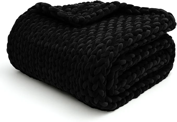 Next-Generation YnM Velvet Weighted Blanket Handmade Chunky Knitted Design Soft and Cozy Casual