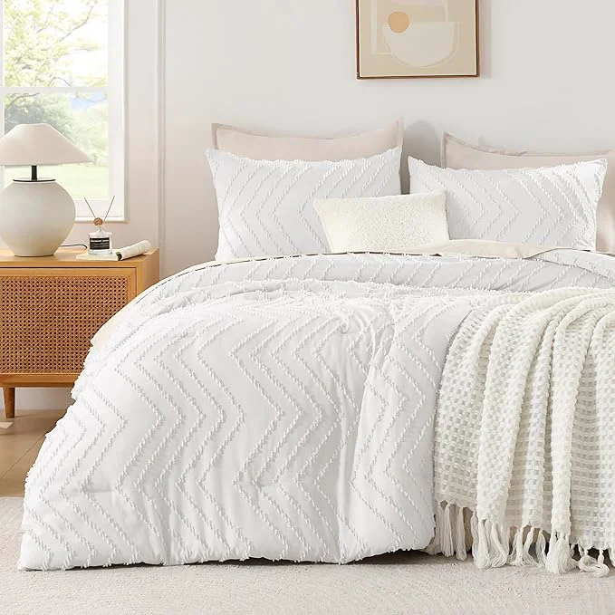 Versatile Andency White Oversized Queen Comforter Set Boho Soft Warm Bedding Comforter Fine Crafted