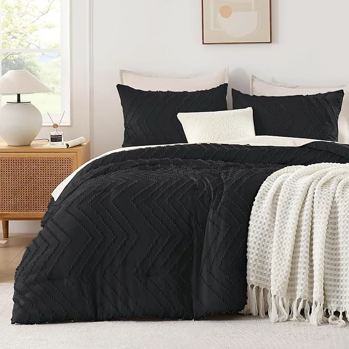 Original Andency Black Comforter Queen Boho Soft Fluffy Warm Lightweight Bedding Professional
