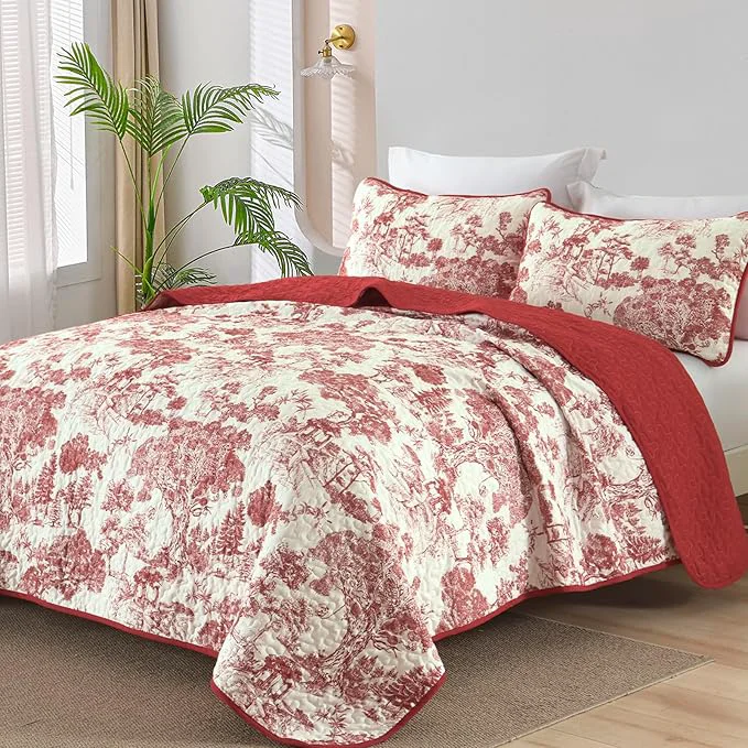 Reusable WONGS BEDDING Botanical Quilt Set Queen Size High-Quality
