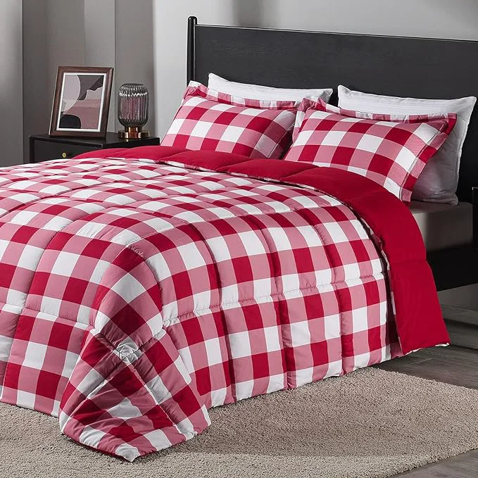 Versatile downluxe Lightweight Plaid Comforter Set Easy-to-Use