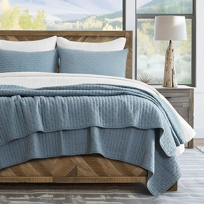 Minimalist EVERGRACE x Kinsey Walsh Cross Stitch Pre-Washed Cotton Quilt Bedding Set Queen Trendy