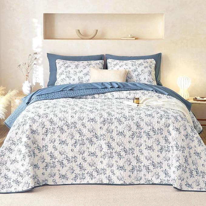 Fine Crafted Wake In Cloud – Floral Quilt Set Shabby Chic Coquette Cottagecore Vintage Contemporary