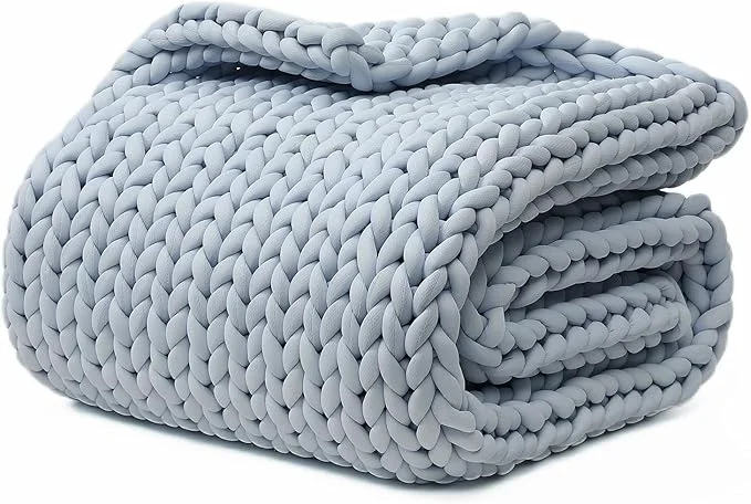 Superior YnM Cooling Weighted Blanket Handmade Chunky Yarn Knitted Design Temperature Luxury