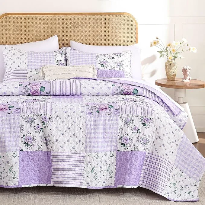 First-Class YIKUSH Quilt Sets King Size Floral Quilt Set 3 Pieces Bedding Set Bedspreads Fine Crafted