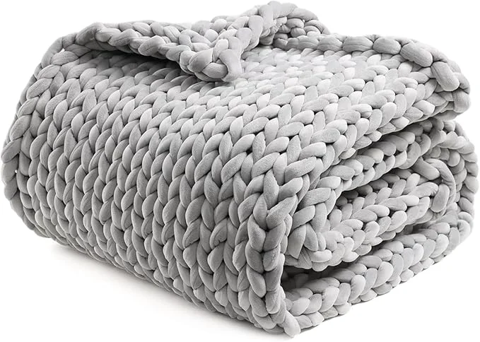 Top-Quality YnM Velvet Weighted Blanket Handmade Chunky Knitted Design Soft and Cozy Smart