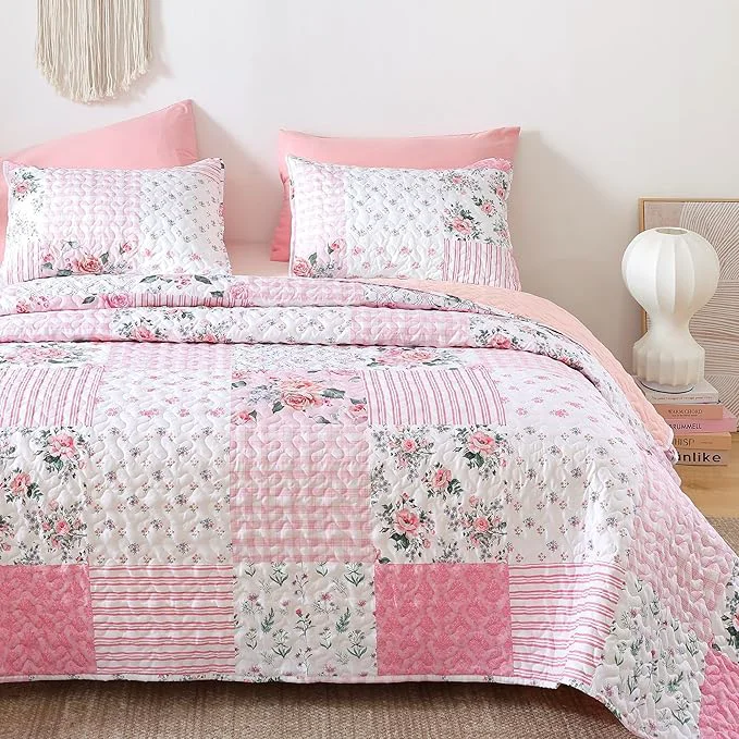 High-Performance YIKUSH Quilt Sets Twin Size Floral Quilt Set 2 Pieces Bedding Set Bedspreads Minimalist