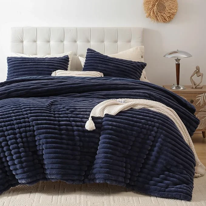 Green Smoofy Fluffy Full Size Comforter Sets 3 Pieces High-End