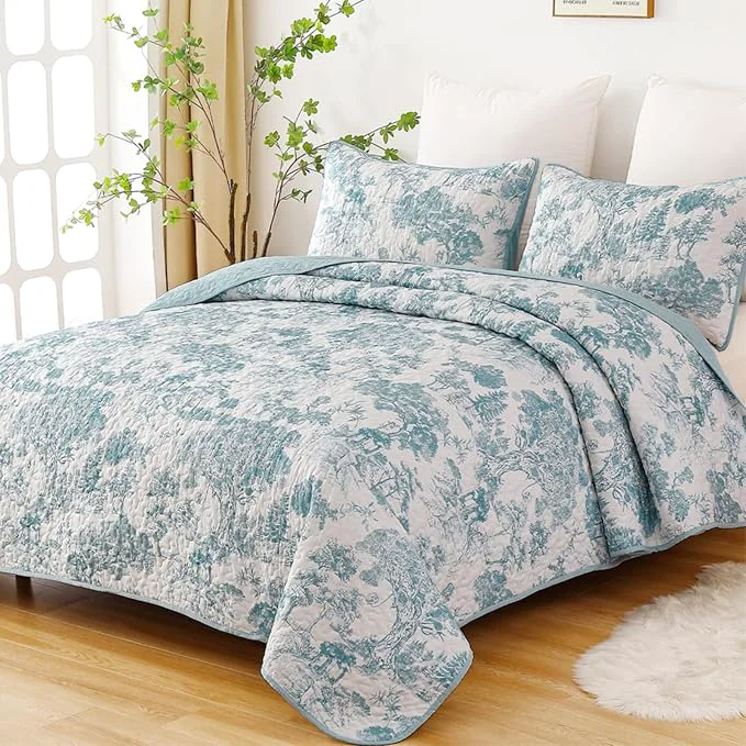 Organic WONGS BEDDING Botanical Quilt Set Queen Size Stylish