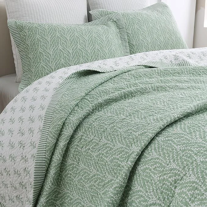 Smooth SahSahCasa Quilt Set King Size Cotton Quilt Bedding Set Bedspread Eco-Friendly