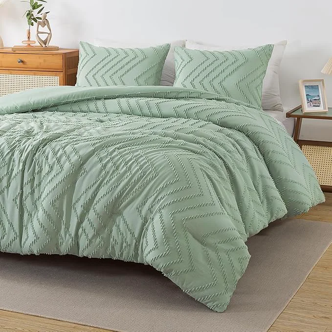 Next-Generation Andency Sage Green California King Comforter Set Boho Soft Fluffy Warm Luxury