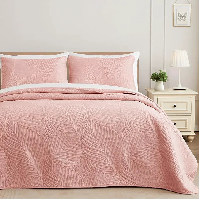 Long-Lasting Exclusivo Mezcla Twin Quilt Bedding Set Lightweight Blush Pink Quilts Twin Size Flexible