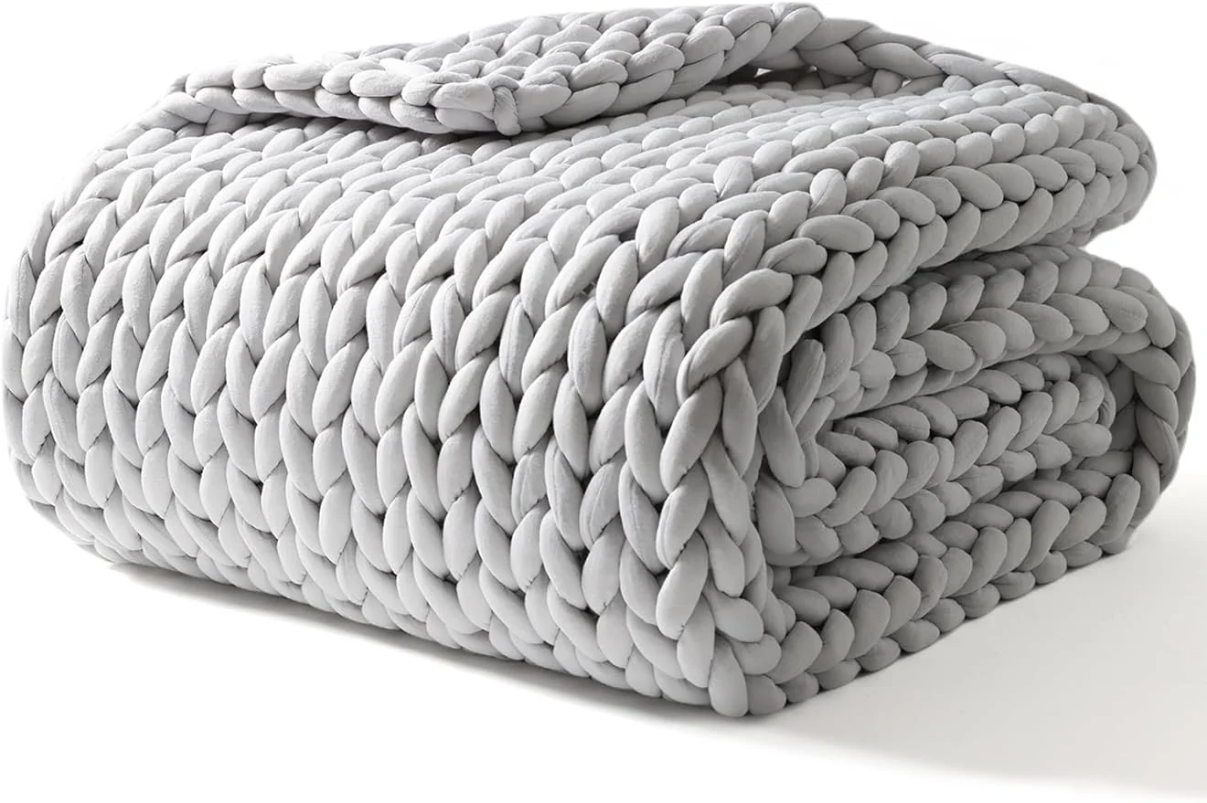 Fine YnM Weighted Blanket Handmade Chunky Yarn Knitted Design Soft and Cozy Convenient